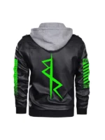 Cyberpunk-Black-Hoodie-Leather-Jacket-with-Neon-Green-Accents-Back-View (2)