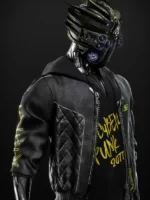 Cyberpunk-Cyborg-Bomber-Black-Hoodie-Leather-Jacket-Close-Up-View (1)