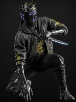 Cyberpunk-Cyborg-Bomber-Black-Hoodie-Leather-Jacket-View-Look (1)