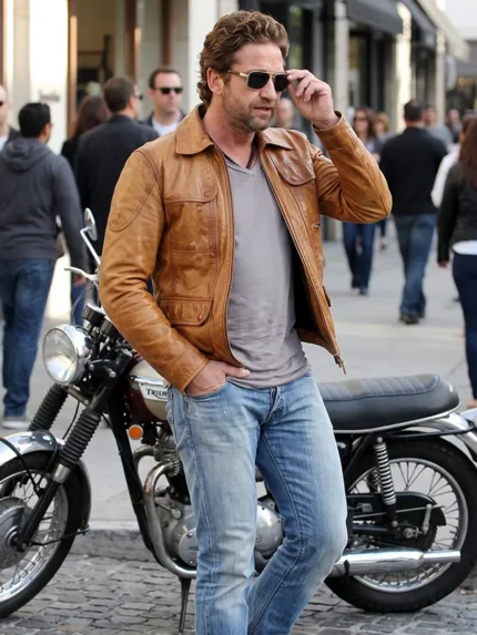 Gerard-Butler-Brown-Leather-Jacket-Closure-View
