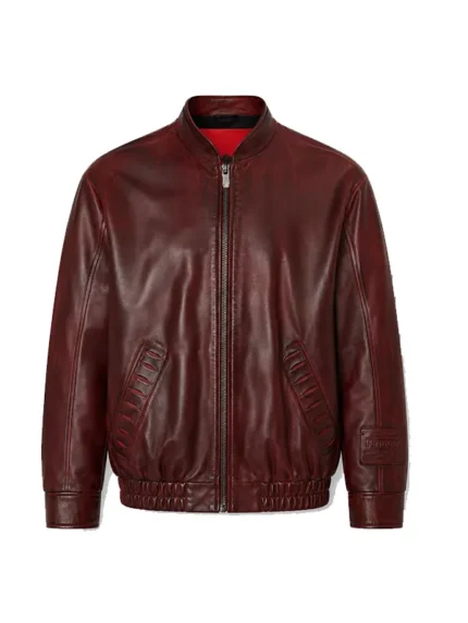 Mens-Maroon-Quilted-Shoulder-Bomber-Jacket