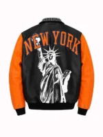 NY-Knicks-2026-Championship-Black-and-Orange-Bomber-Leather-Jacket