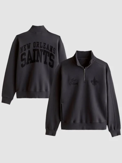 2026-New-Orleans-Saints-Abercrombie-Fitch-Unisex-Grey-Half-Zip-Sweatshirt