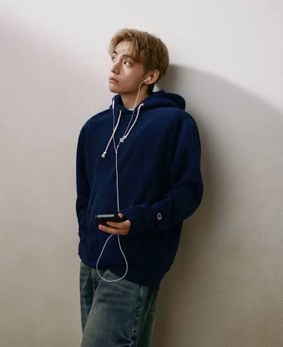 BTS-TAEHYUNG-x-Champion-Blue-Hoodie