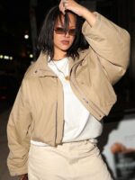 Birthday-Party-NYC-Rihanna-Beige-Cropped-Jacket