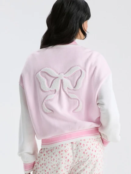 Fanatics-x-LoveShackFancy-Pink-White-Varsity-Jacket
