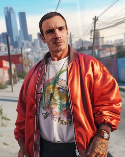 Felix-GTA-6-Orange-Bomber-Jacket