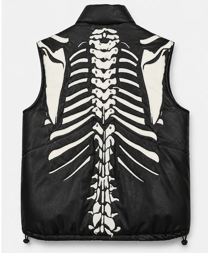 Halloween-Vintage-Vilanto-Skeleton-Black-Puffer-Vest-Back