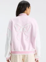 LoveShackFancy-x-Fanatics-Miami-Pink-White-Varsity-Jacket