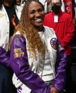 New-York-Liberty-v-Los-Angeles-Sparks-2026-Nicky-McCrimmon-White-and-Purple-Varsity-Jacket-Right
