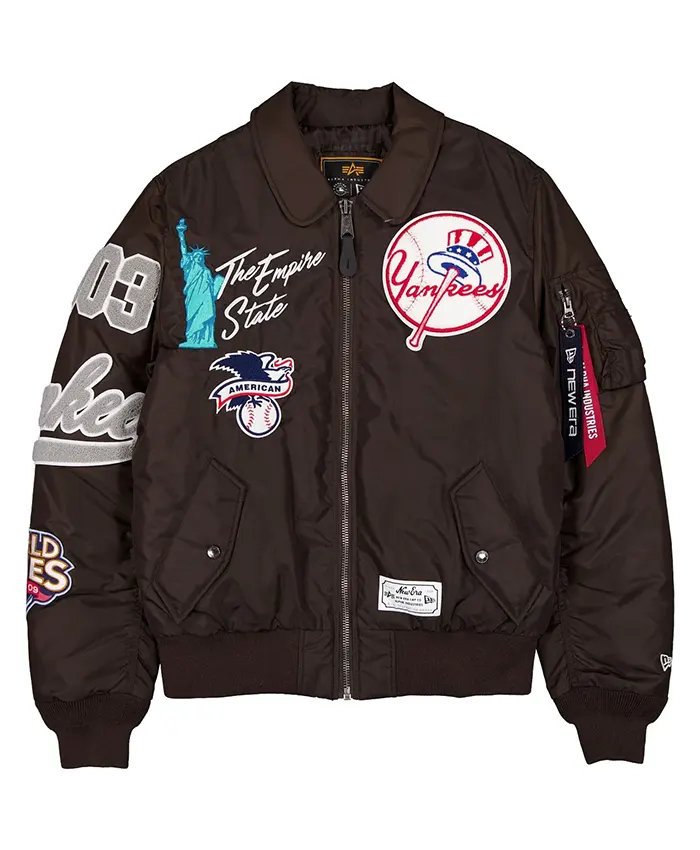 New-York-Yankees-New-Era-x-Alpha-Industries-Satin-Brown-MA-1-Flight-Jacket-front-view