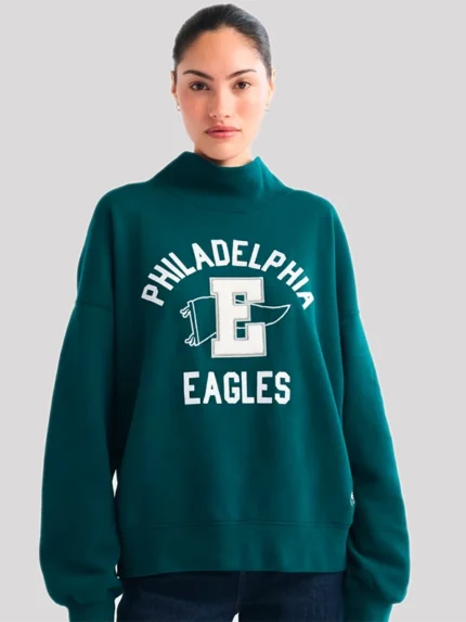 Philadelphia-Eagles-Abercrombie-Fitch-Womens-Green-Sunday-Mock-Neck-Sweatshirt