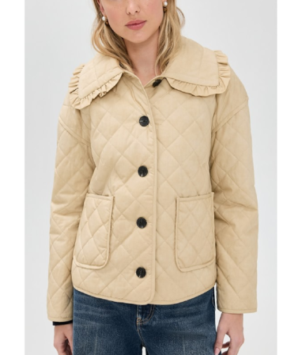Roast-My-Rental-S01-Jasmine-Roth-Beige-Ruffled-Collar-Quilted-Jacket