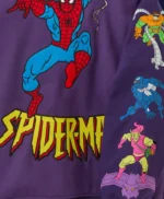 Spider-Man-Retro-Purple-Wool-90-Varsity-Bomber-Jacket-Sleeve-Closeup