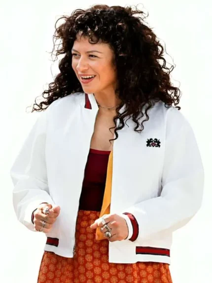 The-Wrong-Girls-Alia-Shawkat-White-Bomber-Jacket