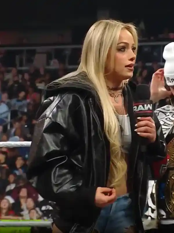 WWE-RAW-2026-Liv-Morgan-RAW-is-WAR-Black-Leather-Bomber-Hooded-Jacket