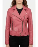 Womens-Barbie-Doll-Pink-Bomber-Leather-Jacket