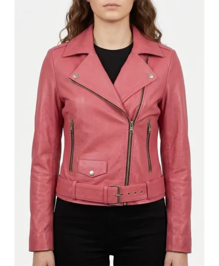 Womens-Barbie-Doll-Pink-Bomber-Leather-Jacket