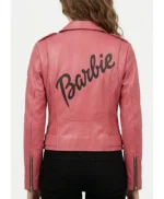 Womens-Barbie-Doll-Pink-Bomber-Leather-Jacket-back