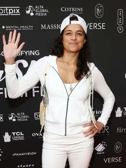 2026-HollyShorts-Film-Festival-Michelle-Rodriguez-White-Zip-Up-Hoodie