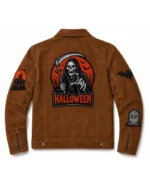 Halloween-Trick-or-Treat-Skeleton-Ghost-Vintage-Brown-Horror-Suede-Leather-Jacket