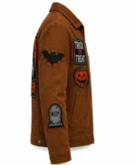 Halloween-Trick-or-Treat-Skeleton-Ghost-Vintage-Brown-Horror-Suede-Leather-Jacket-For-Sale
