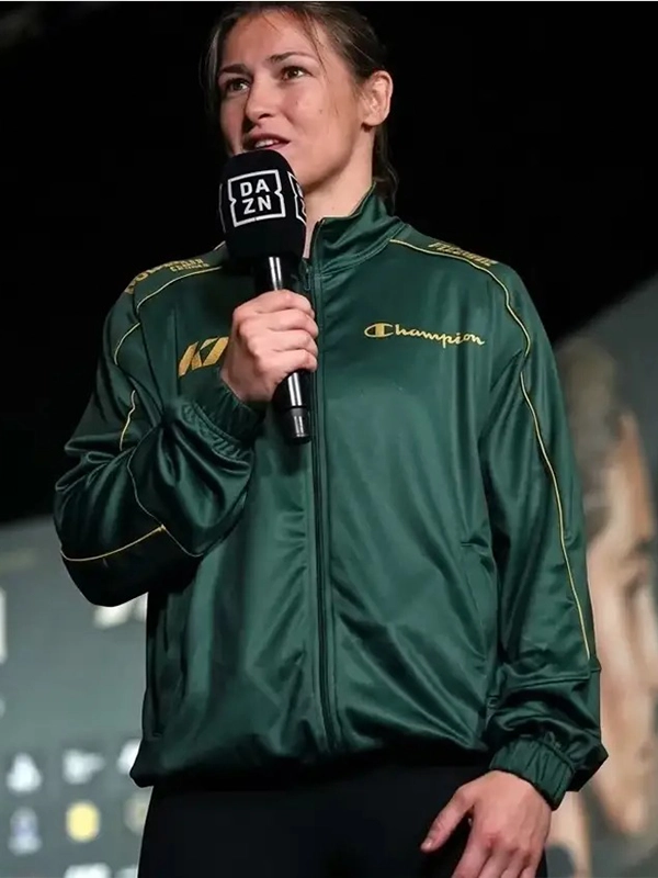 Katie-Taylor-Green-Jacket-from-Croke-Park-Event-Conference