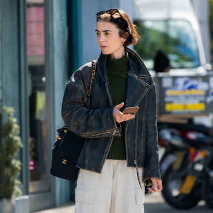 London-2026-Lily-Collins-Jacket