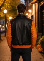 Shop-Black-and-Orange-Halloween-Embroidery-pumpkin-Patch-Leather-Bomber-Jacket
