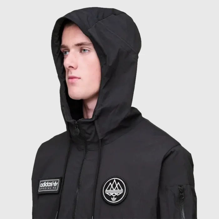 Material: Cotton Polyester Collar: Hooded Collar Closure: Half-Zip Fastening Color: Black