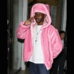 Material: Faux Fur Inner: Soft Viscose Lining Front: Zipper Closure Collar: Hooded Style Collar Sleeves: Long Sleeves Cuffs: Round Cuffs Pockets: Two Waist Pockets Outside & Two Inside Color: Pink
