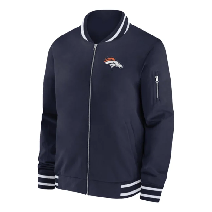 Denver-Broncos-Sideline-Coach-Navy-Blue-Bomber-Jacket