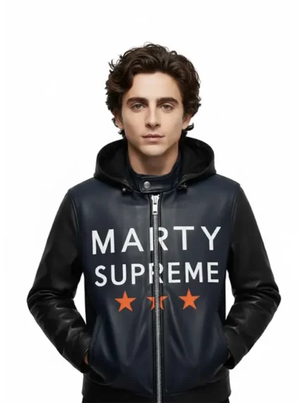 Marty-Supreme-Hooded-Navy-Leather-Jacket