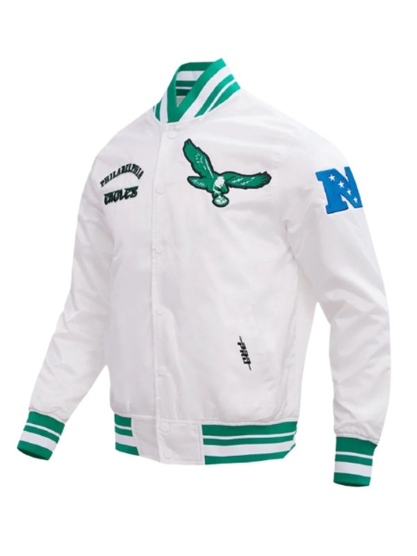 Philadelphia-Eagles-Vintage-White-Full-Snap-Satin-Varsity-Jacket (1)