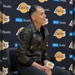 Rob-Pelinka-Lakers-Game-Leather-Jackeet