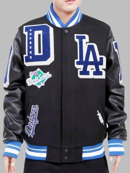 World-Series-Magic-Johnson-Los-Angeles-Dodgers-Black-Varsity-Jacket